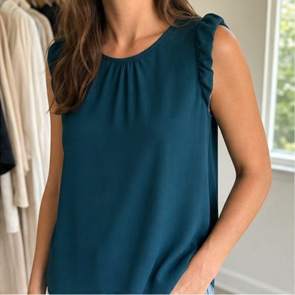 Teal Puff Sleeve Top - Picture 2 of 6
